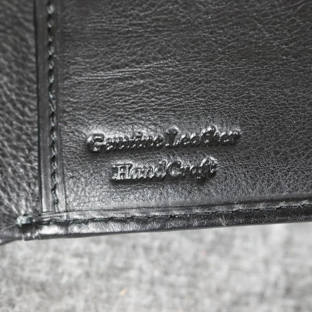 Leather Wallet Mens One Size Black Bifold RFID Protection Card Holder Slim